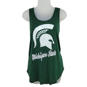 🎓Campus Heritage Michigan State‎ Spartans womens green tank with sequins XL